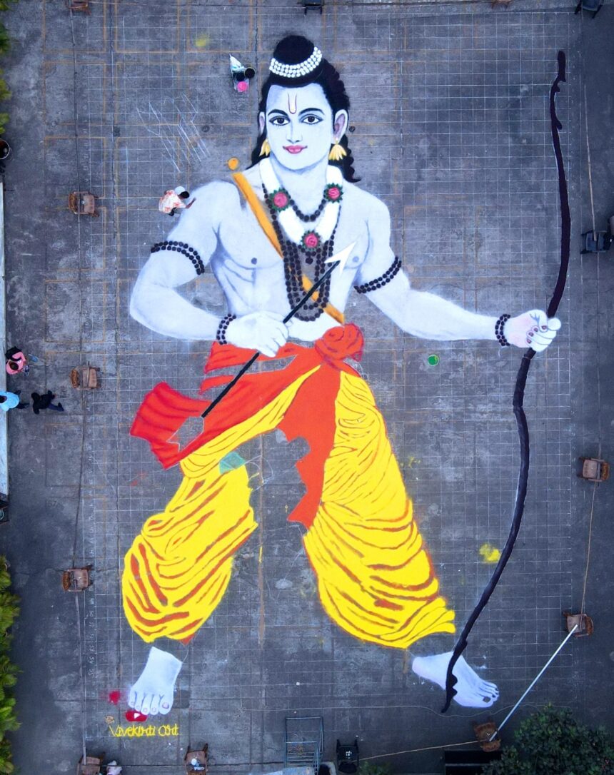 जमशेदपुर में रंगोली से बनायी जा रही भगवान राम की 60 फीट की आकृति, ज़ुर्म, जमशेदपुर »