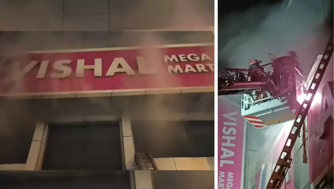 Massive fire breaks out at Vishal Mega Mart in Karol Bagh, youth dies trapped in lift