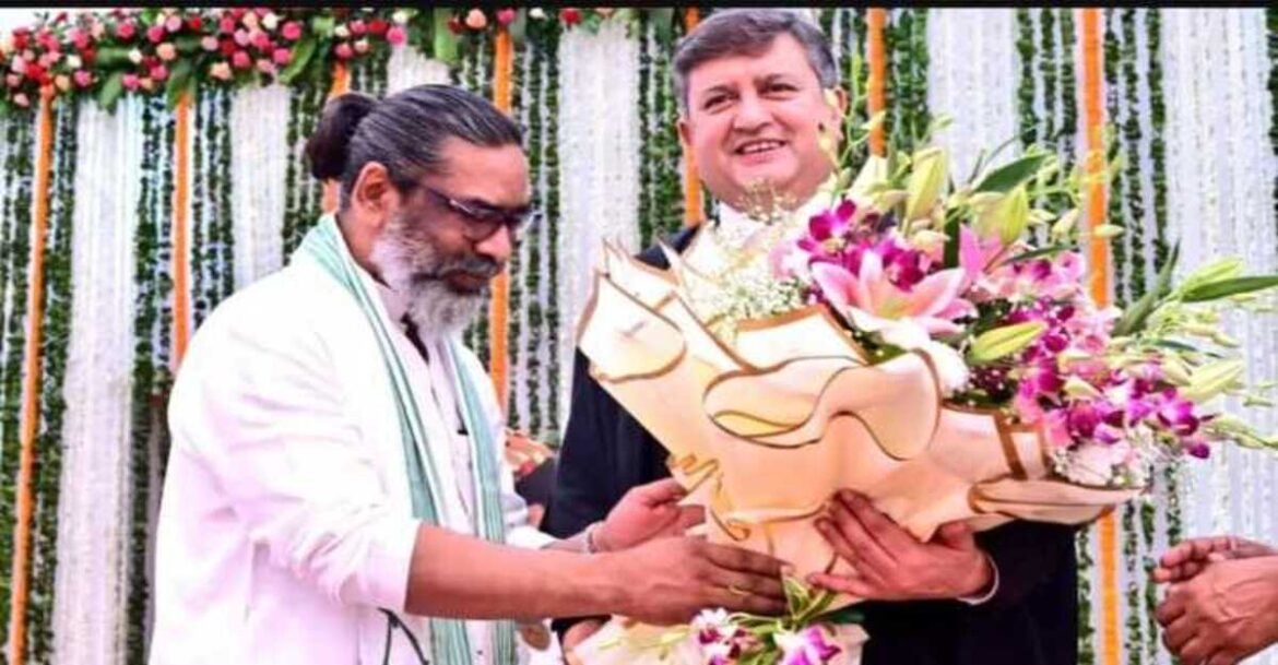 Justice Tarlok Singh Chauhan taking oath as Chief Justice of Jharkhand High Court