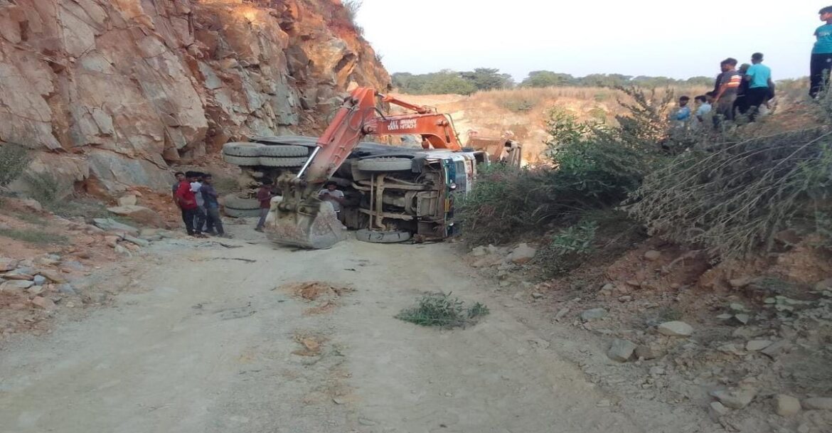 Two labourers died after being hit by a dumper in a stone mine accident at Potka near Jamshedpur, Jharkhand. Rescue teams reached the site and investigation is underway.