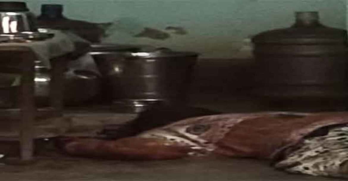 Crime scene in Ranchi where a husband killed his wife and attempted suicide by slitting his throat after a domestic dispute