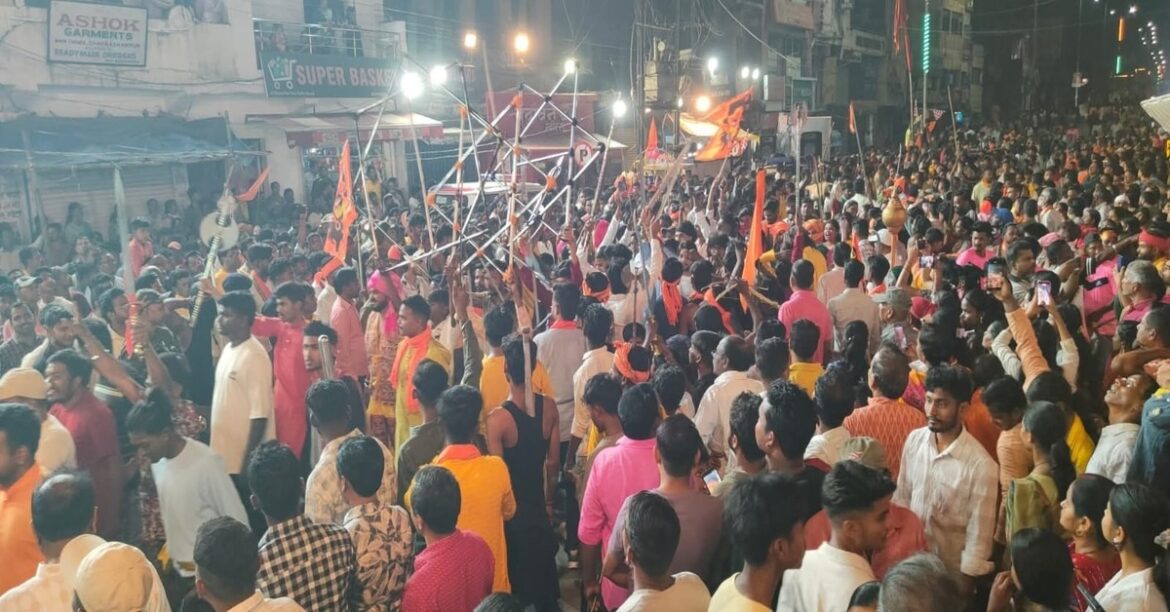 Devotees chanting Jai Shri Ram during Ram Navami celebration in West Singhbhum